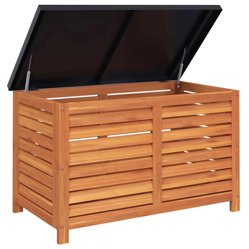 Scatola di immagazzinaggio da giardino 90 x 48 x 55 cm legno di eucalipto cassaforte di stoccaggio, scatola per cuscini per esterni interni, giardino, balcone, terrazza