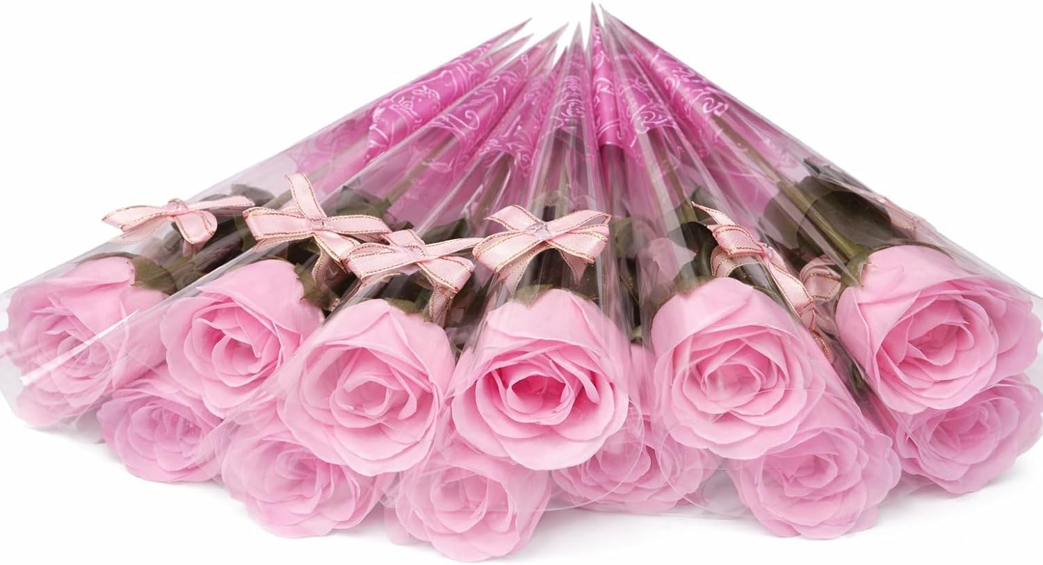 Realistic Artificial Scented Rose Stem – Single Faux Plastic Flower for Valentine’s Day, Table Centrepieces, Home&Office Décor, Romantic Gifts – Long Lasting Scent Flower Decoration,1 Pc (Baby Pink)