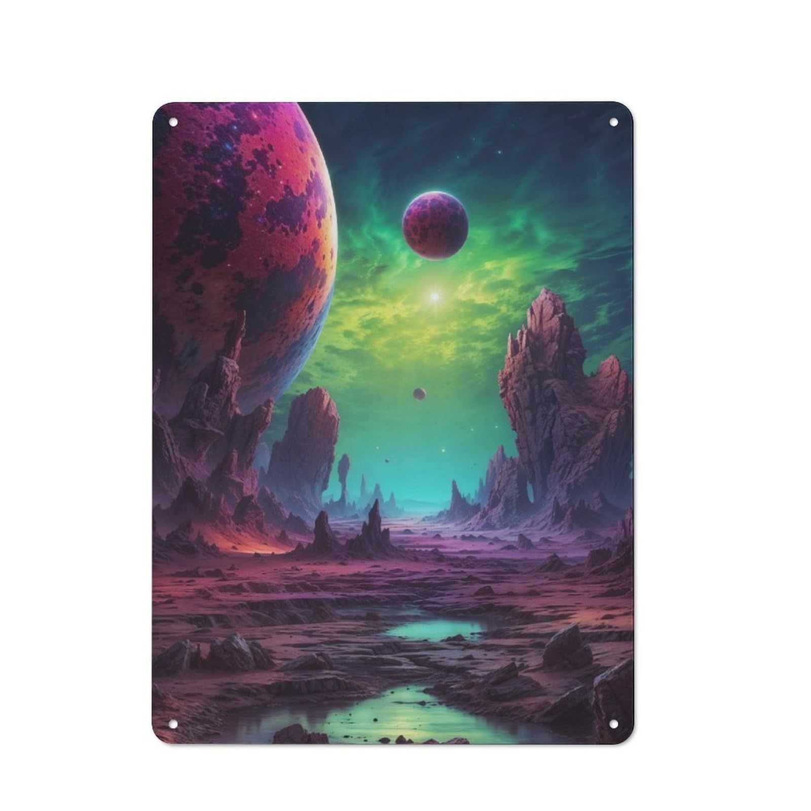 Metal Wall Plaque with Celestial Wanderer Design 40x30cm, Classic Retro Room Decor for Kitchen, Hallway, Bar Or Small Cafe