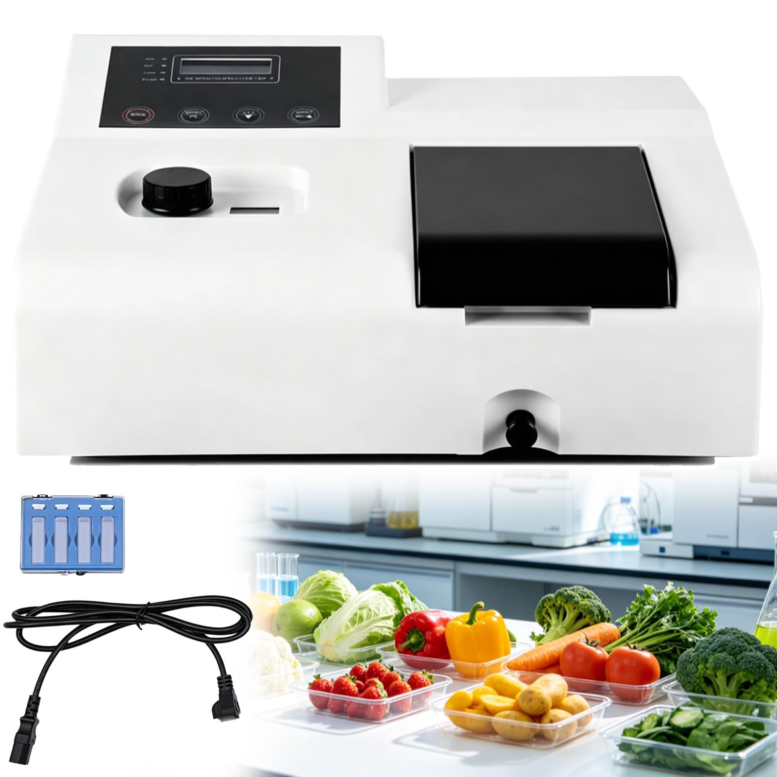 Espectrofotómetro Vis,con equipo de laboratorio con lámpara de tungsteno de 350-1020nm, pantalla LED, precisión de longitud de onda ±2nm, for bioquímica y petroquímica, etc.