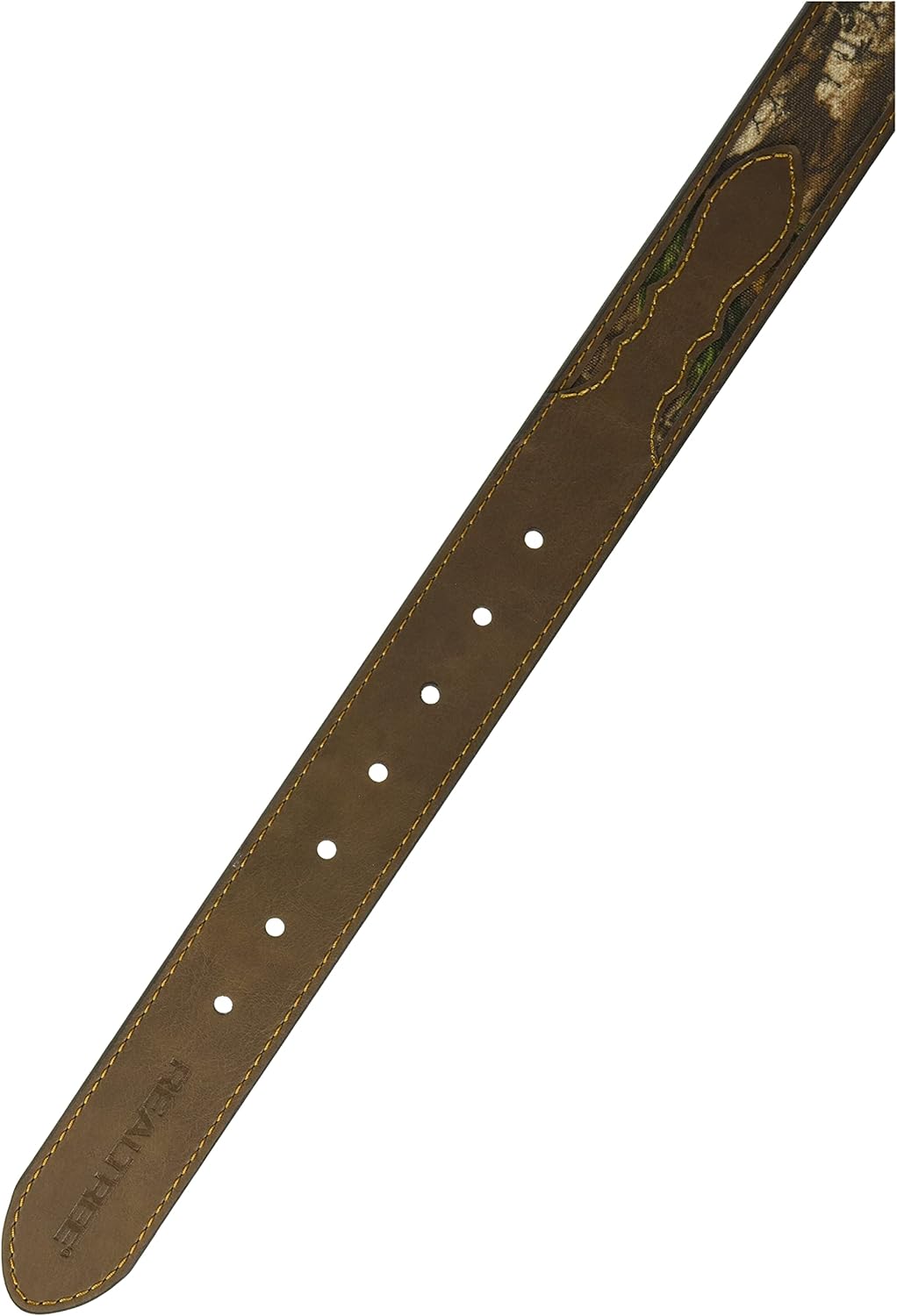 Real Tree Men's Leather Comfort Casual Belt, full length view of the back