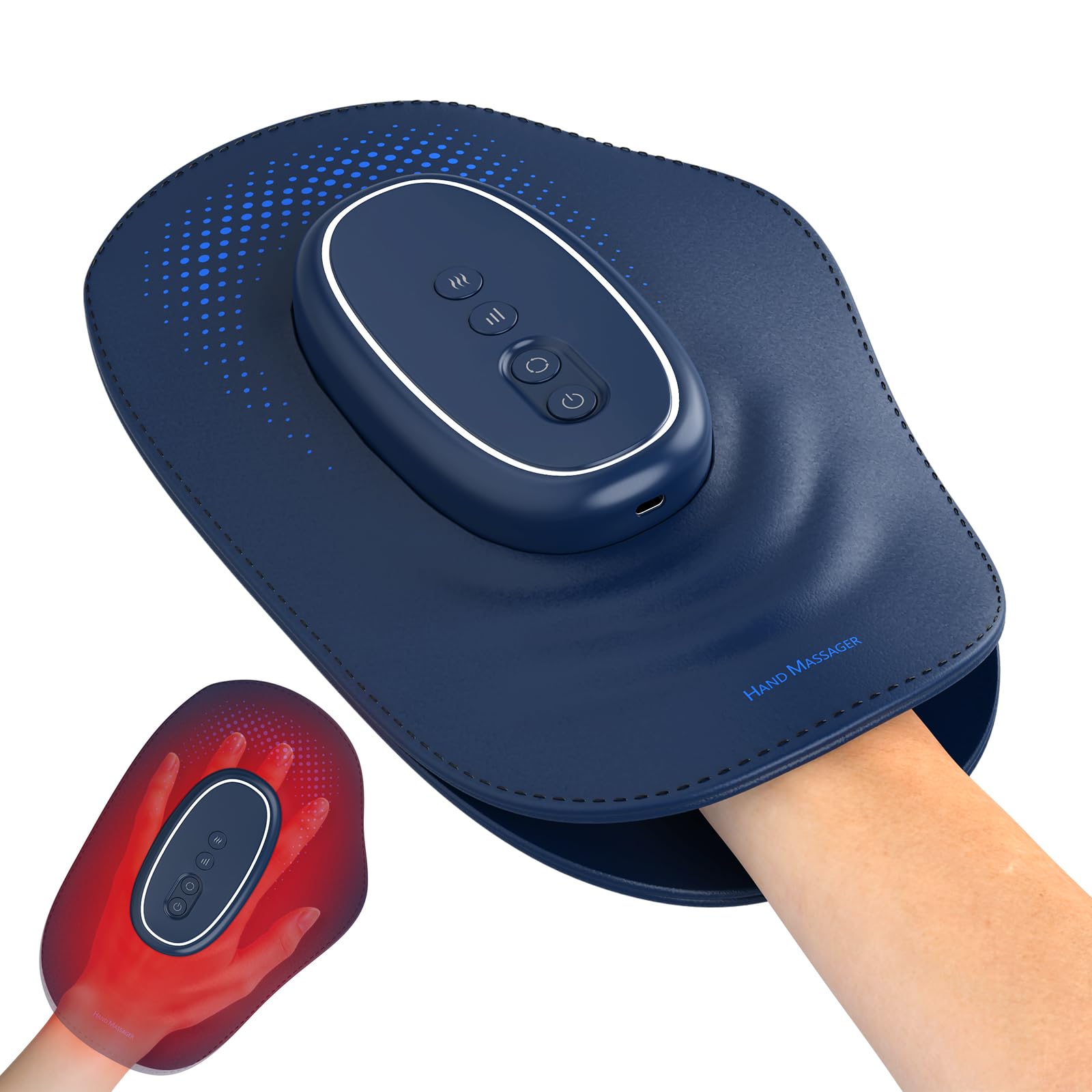 Handmassagegerät Schnurloses mit Wärme & Kompression,Handmassagehandschuh mit 3 Modi,3 Intensitäten & 3 Wärmetherapien zur Linderung von Arthritis-Karpaltunnel Schmerzen,Geschenke für Frauen,Männer