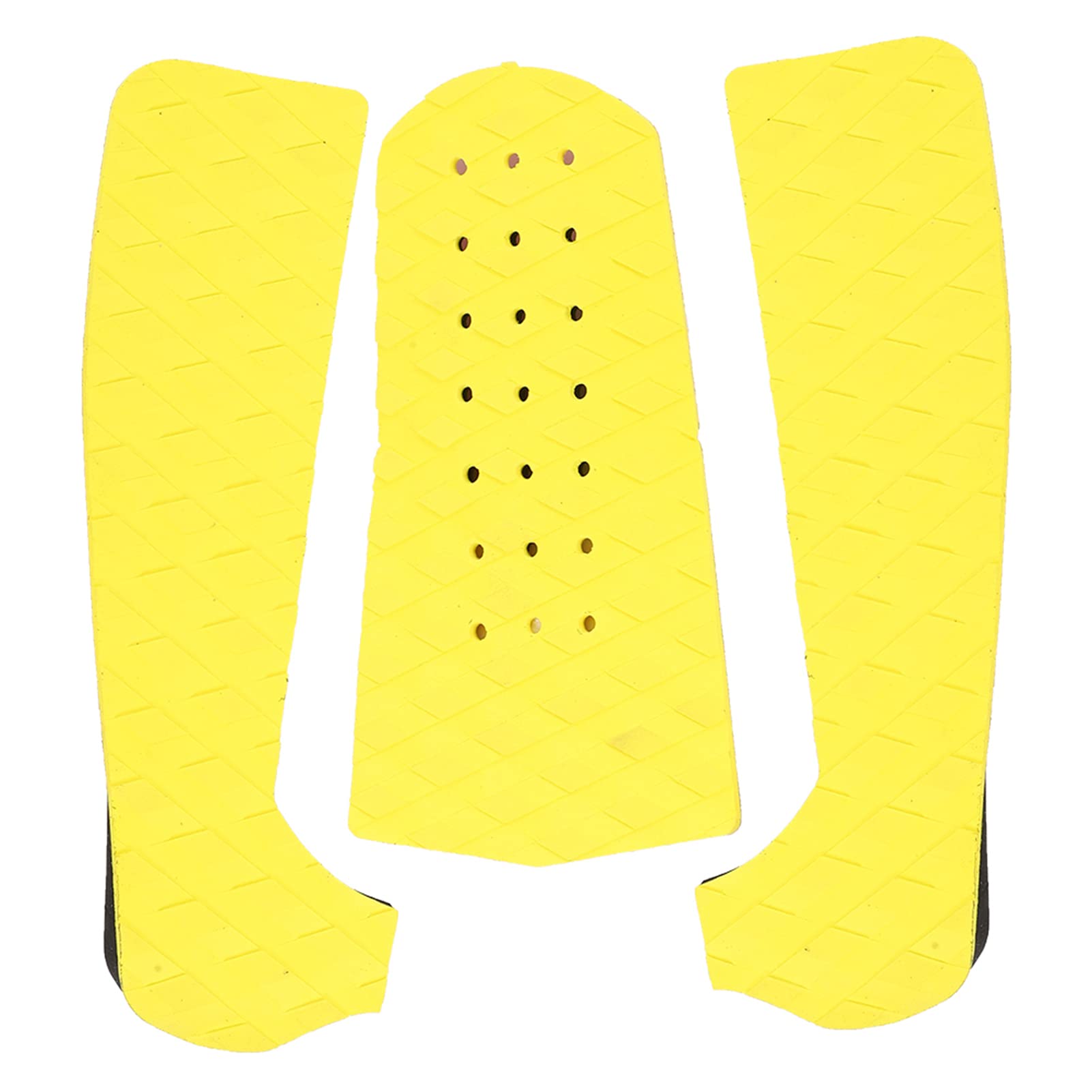 Traction Mat, EcoFriendly EVA Foam Surfboard Traction Pad, for Surf Shortboards, Longboards, Skimboard (Three-piece yellow with holes)