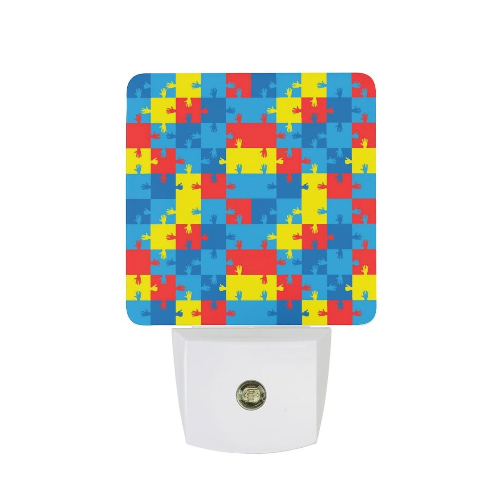 Nqrxadcrt Style Symbol Of Autism Puzzles And Hands Night Light Plug In Wall Lights Bedside Lamp Bedrooms Home Hallways Decoration