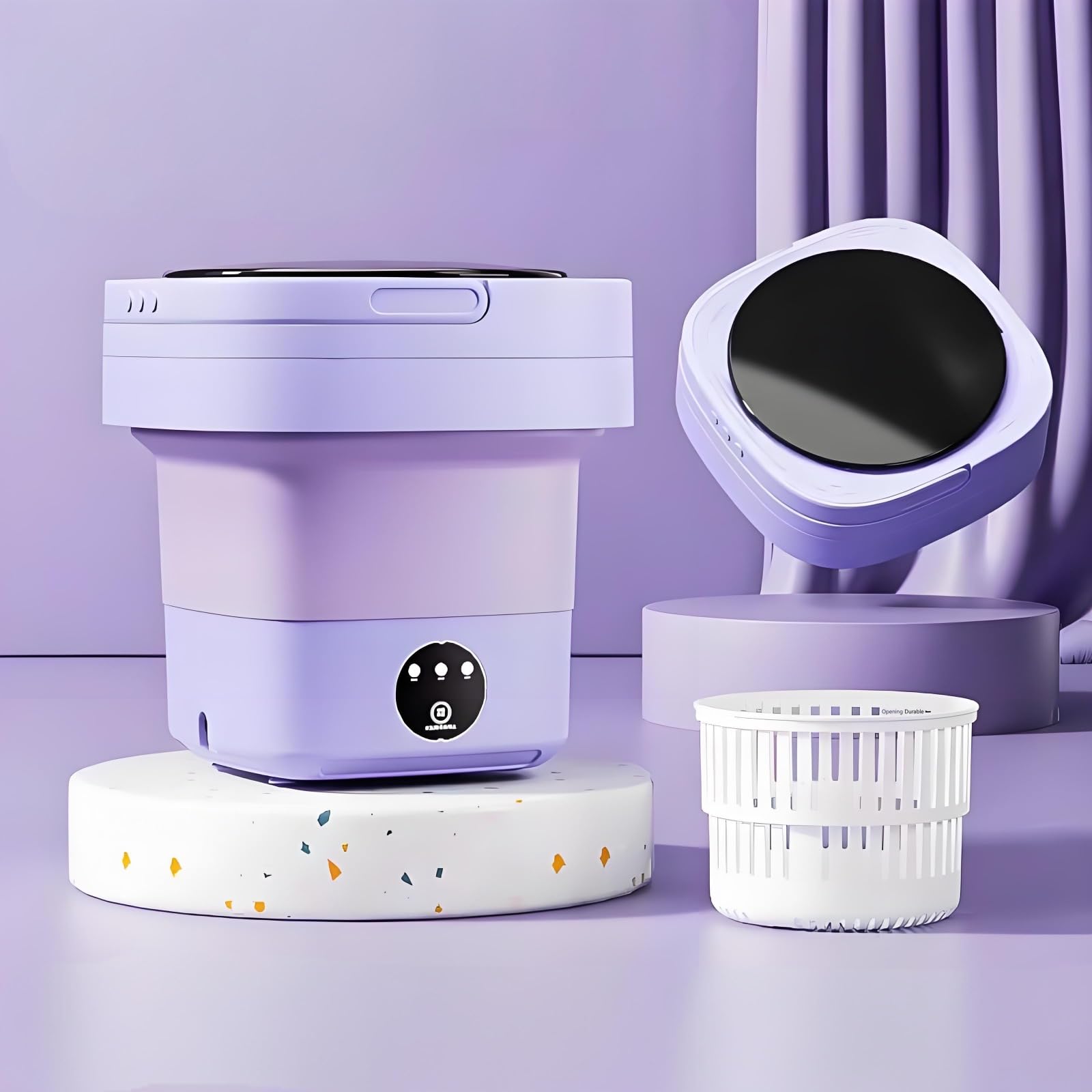 Lavatrice portatile da viaggio piccola da 8 l, mini lavatrice pieghevole con centrifuga per campeggio e viaggi, lavanderia a risparmio energetico per biancheria intima, vestiti e calze
