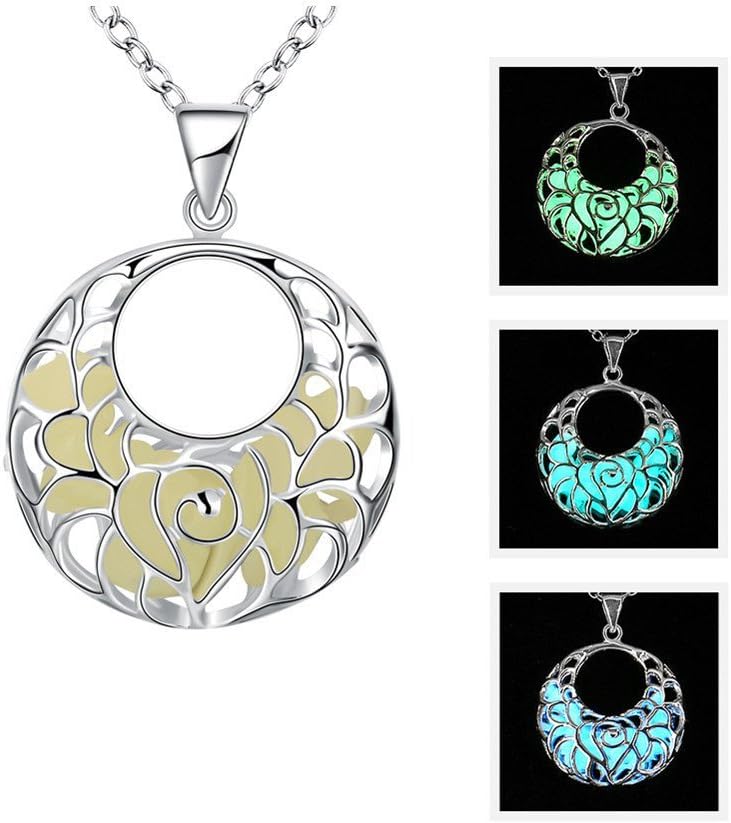 New Fashion Fluorescence Hollow Necklace Glow in the Dark Necklace for Best Gift (Blue)