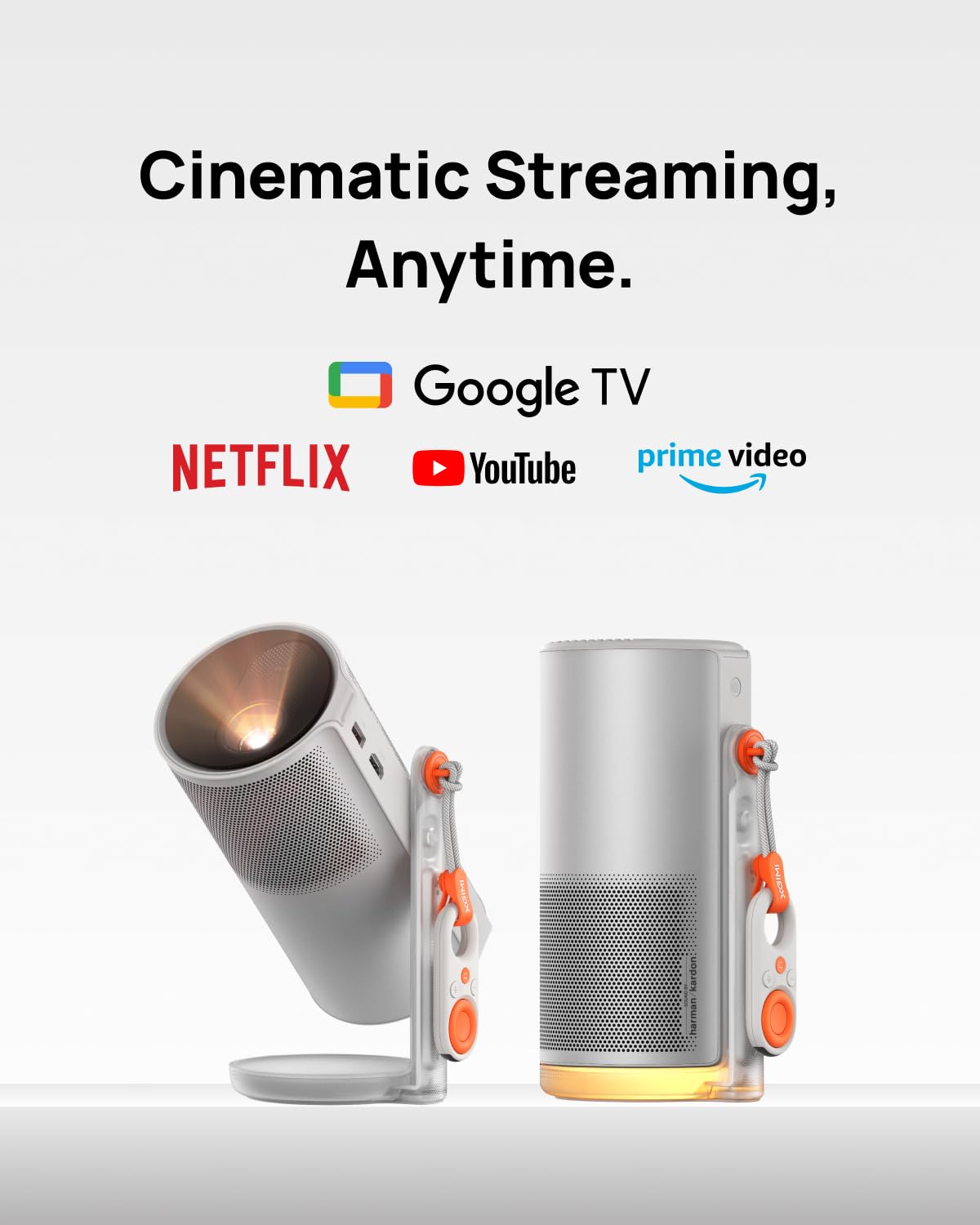 XGIMI MoGo 4 2025 NEW Portable Projector, Google TV with Licensed Netflix, 360° Adjustable Stand, 2.5 Hours of Playtime, 2 x 6W Harman Kardon, Outdoor Projector, Wifi, Bluetooth, Include Sunset Filter - 2