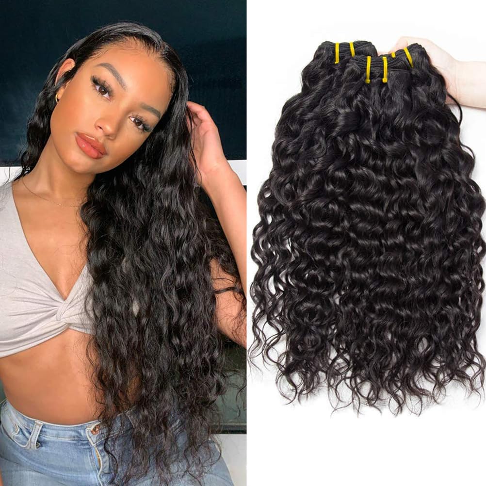 12 14 16 Zoll Human Hair Bundles 9A Brazilian Hair Bundles Water Wave Virgin Human Hair Weave Bundles Brasilianische Wasserwelle Menschliche Haare 3 Bündel Natürliche Schwarze Farbe
