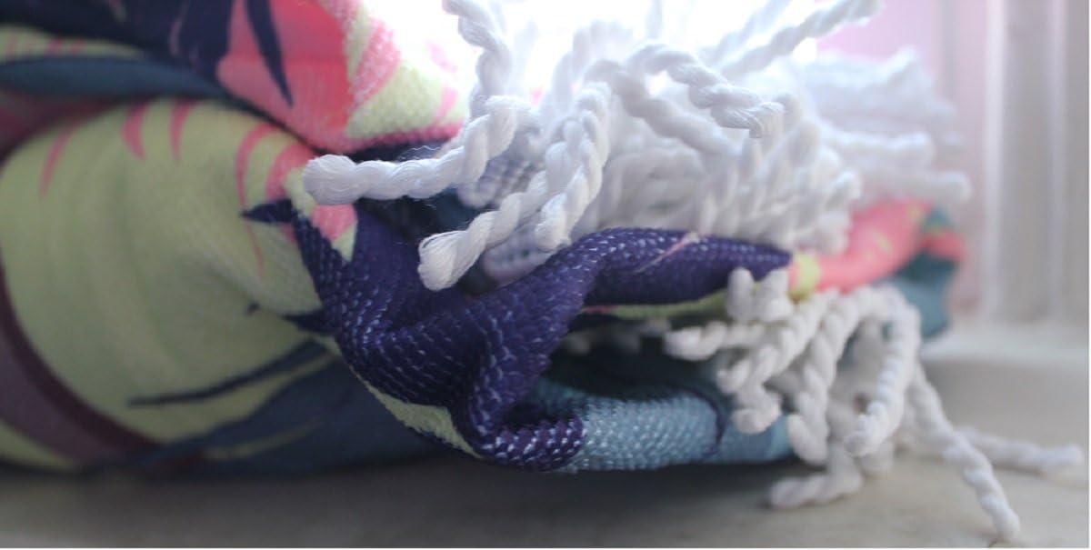 Large Mandala Round Beach Towel with Tassels (Palm Trees)