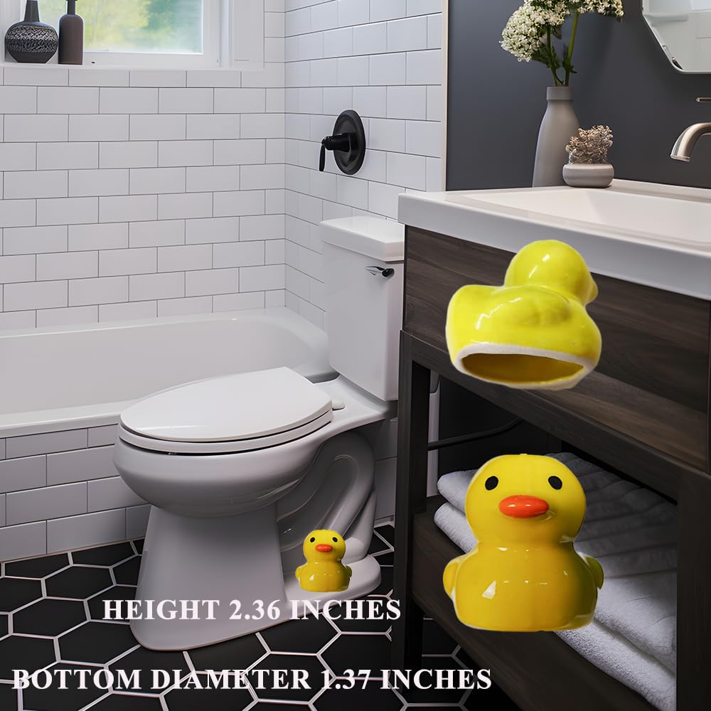 2-Pack Duck Toilet Bolt Covers – Ceramic Horizontal & Standing Styles, Cute Decorative Screw Caps For Bathroom Decor, Easy No-Tool Install
