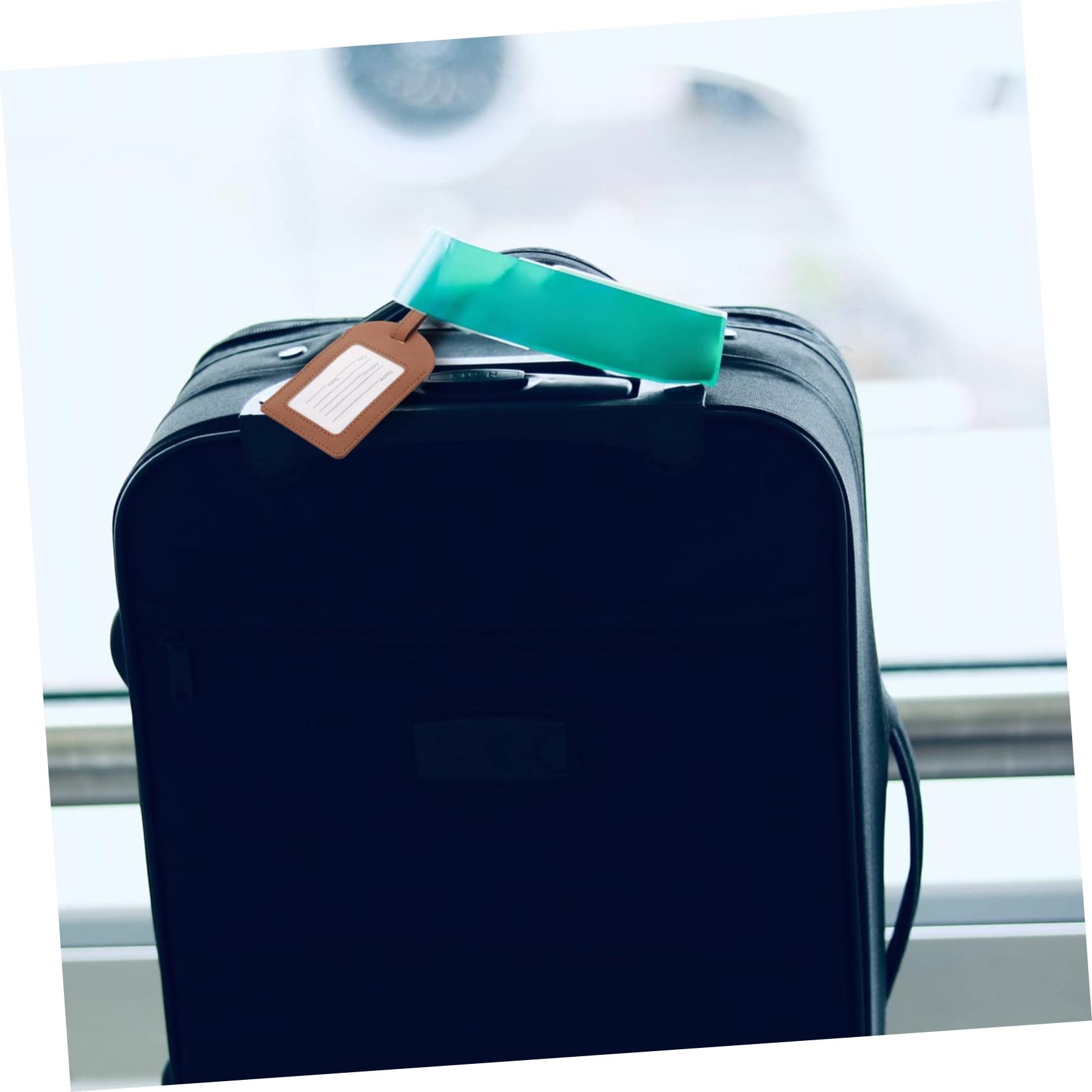 LIFKOME 15 Pz Etichetta bagaglio valigie suitcase documento d'identità della valigia biglietti da visita per bagagli etichette valigia pu etichette di identificazione pu Light Brown