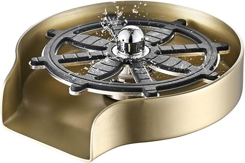 Vanbus Lavadora de tazas para fregadero dorado, enjuague de vidrio de 360 grados, limpiador de tazas de acero inoxidable para accesorio de fregadero