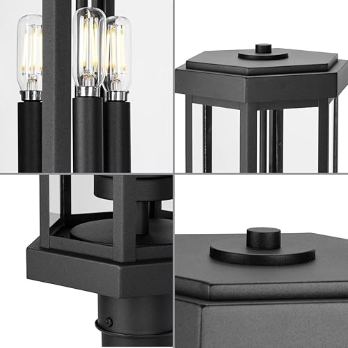 Miniatura 3 de Progress Lighting P540104-031 Ramsey - Farol de poste para exteriores, 3 luces, 180 vatios, color negro texturizado