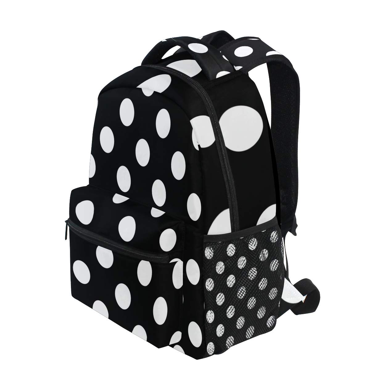 ALAZA Black White Polka Dot Backpack Daypack School Bag Travel Shoulder Bag for Students Boys Girls