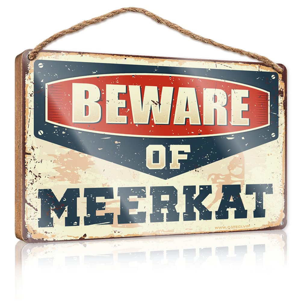 Porch Signs And Decor Outdoor Beware Of Meerkat Wooden Sign Outdoor Signs And Decor Spring Porch Sign(15X28CM)