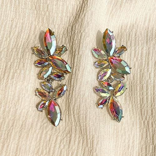ASTRUE Rhinestone Crystal Dangle Earrings for Women, Colorful Statement Drop Earrings, Sparkling Iridescent Alloy Earrings Jewelry for Weddings, Parties & Gifts 6