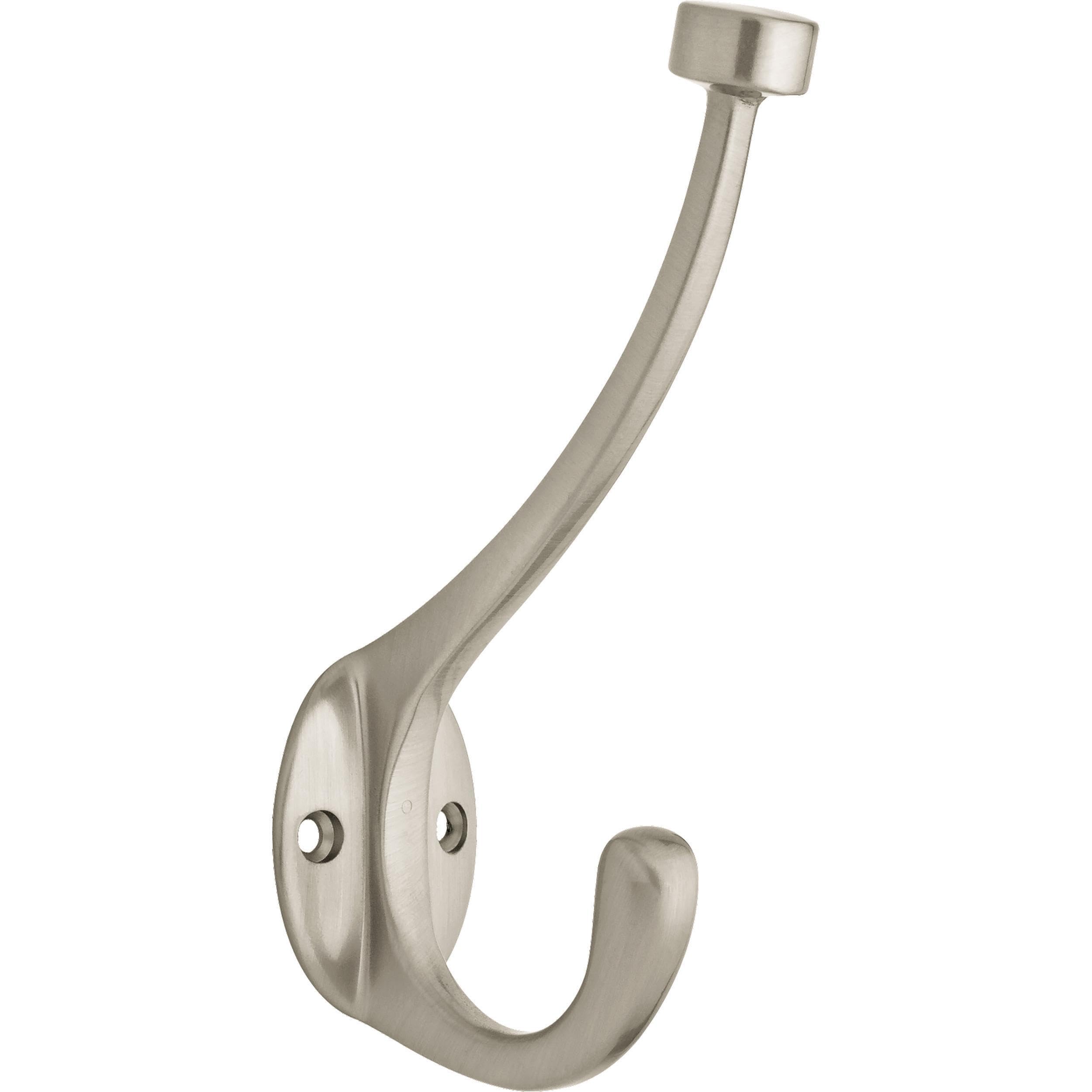 Franklin Brass Pilltop (5-Pack) Coat and Hat Wall Hooks Double Hooks for Hanging Nickel Wall Mount Hanger Backpack, Purse