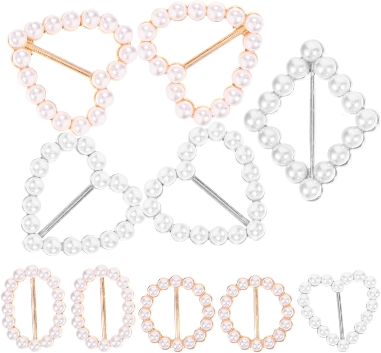 KESYOO 10Pcs Scarf Clasp Clip Ring Pearl T-Shirt Corner Buckle for Scarves Tops and Clothing Decoration Assorted Color Alloy Clips