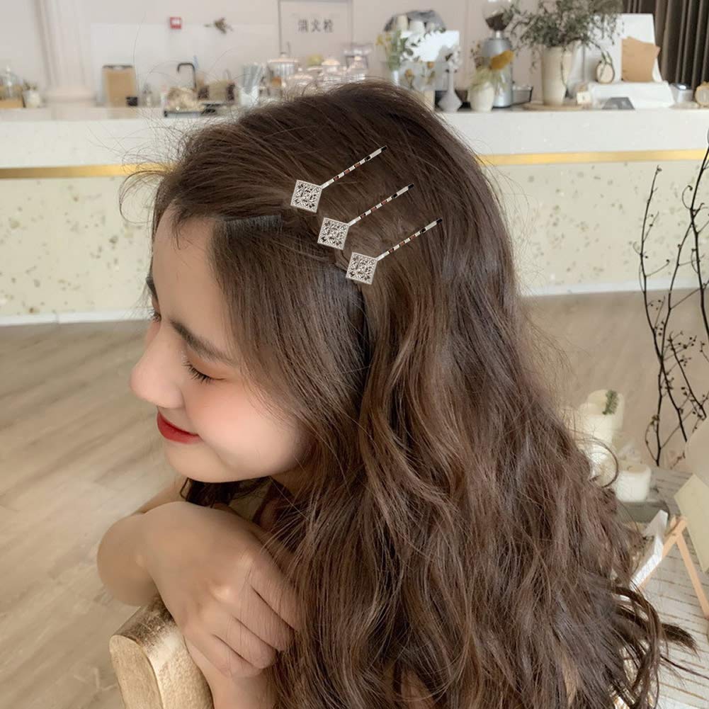 Paquete de 30/15 pares de pinzas para el pelo de cocodrilo plateado retro vintage de metal plateado pasadores Bobby pasadores hoja flor mariposa accesorios para mujeres niñas 4