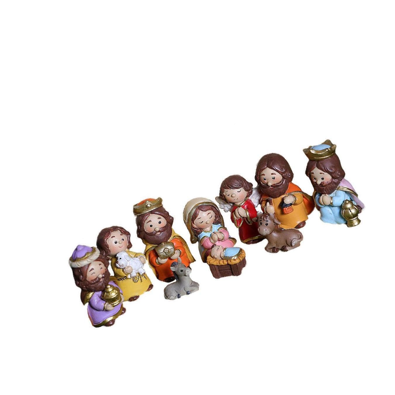 KIXZSAZ Elegant Holy Nativity Scene Set Decorative Xmas Tabletop Ornament Gifts Figurines Statue, Multicolor, No Base