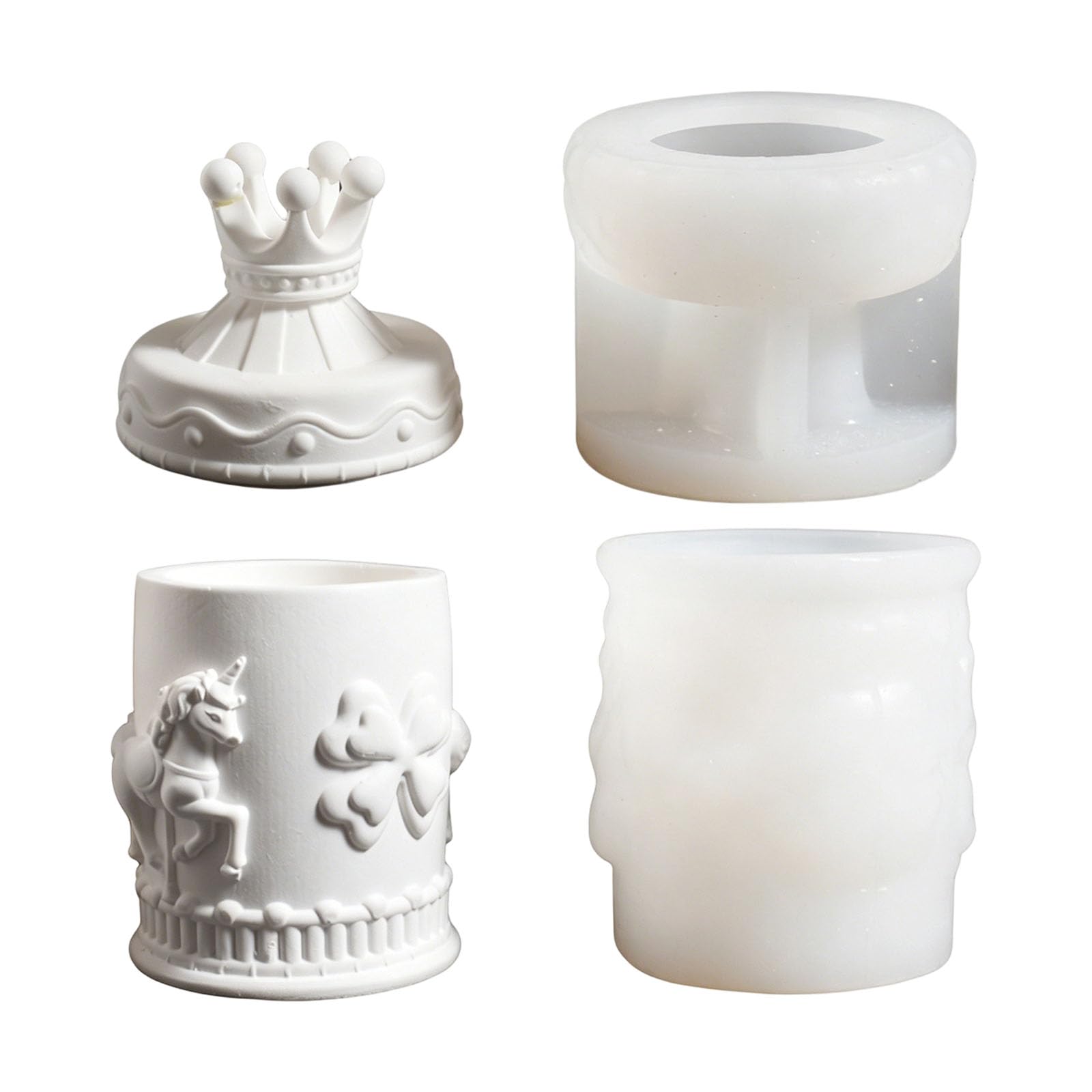 Xinsheinelry Horse Carousel Silicone Molds Resin Jar with Lid for Making Container Jewelry Box Epoxy Resin Rotating Horse Chaplet Cast