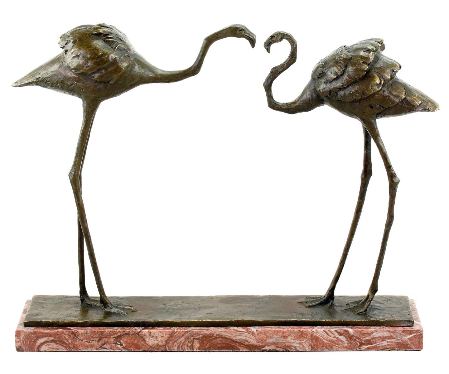 Rembrandt Bugatti - Figura de bronce firmada con dos flamencos (1912) - Estatua numerada - Figura decorativa limitada - Decoración moderna de plástico sobre mármol - Comprar escultura