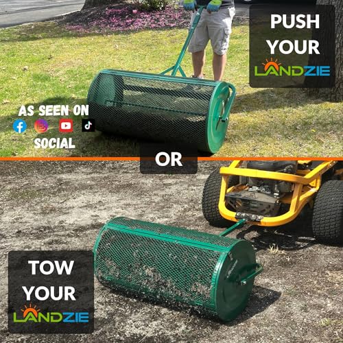 Image of LANDZIE - Compost Spreader 36 Inch, Peat Moss & Top Soil Roller