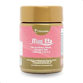 Max Efa - Óleo de Linhaça, Prímula, Borragem + TCM + Vitaminas A, D3, K e E. Suplemento Menopausa/Climatério/TPM 60 cápsulas