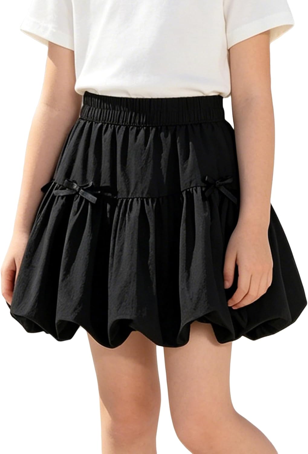 Kids a Line Skirt Skort Skirt with Shorts Young Apparel | Ruffle Hem Mini Skirt,Bubble Hem,Solid Color,Tennis Activity,Movement Training,Fitness Activity,Performance Apparel