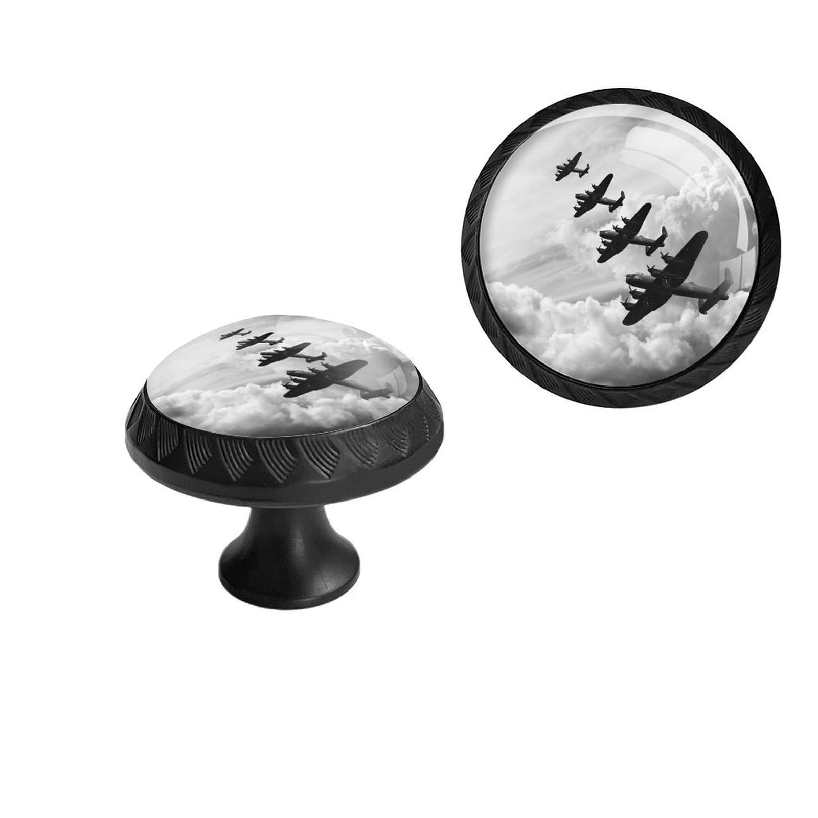 4 Pack Black Cabinet Knobs, Airplane Crystal Glass Single Hole Dresser Knobs Unique Drawer Pull Handle