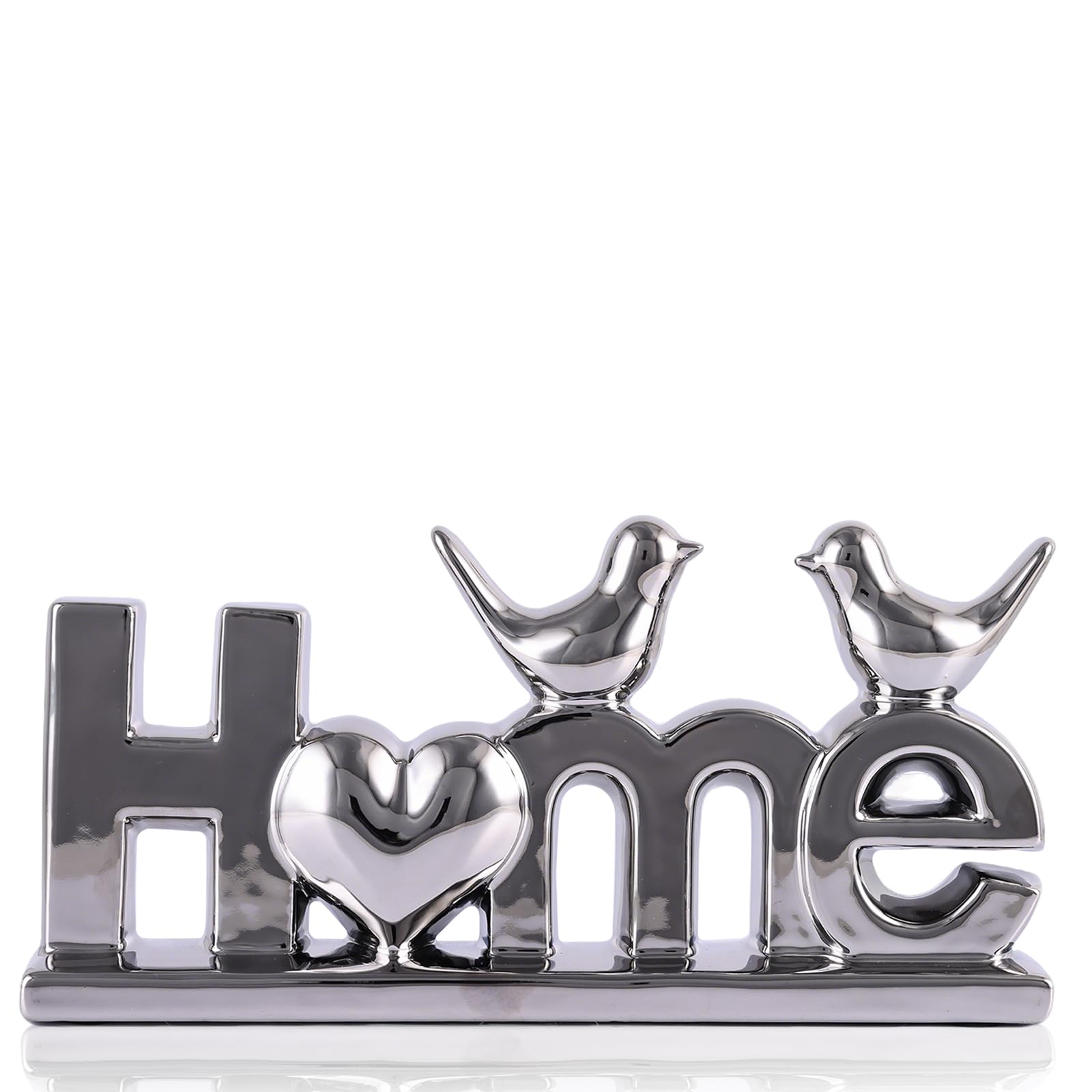 DOVDOV Silver Ceramic Home Sign, Silver Bird Sculpture, Modern Creative Decorative Sculpture, Suitable for Living Room Coffee Tables, TV cabinets, entryways, and Display Shelves.