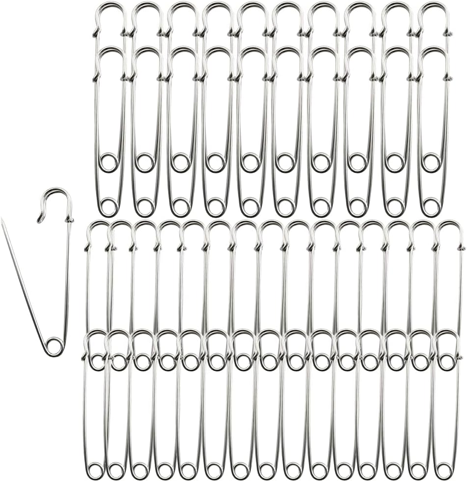Large Safety Pins, 4" and 3" Heavy Duty Safety Pins