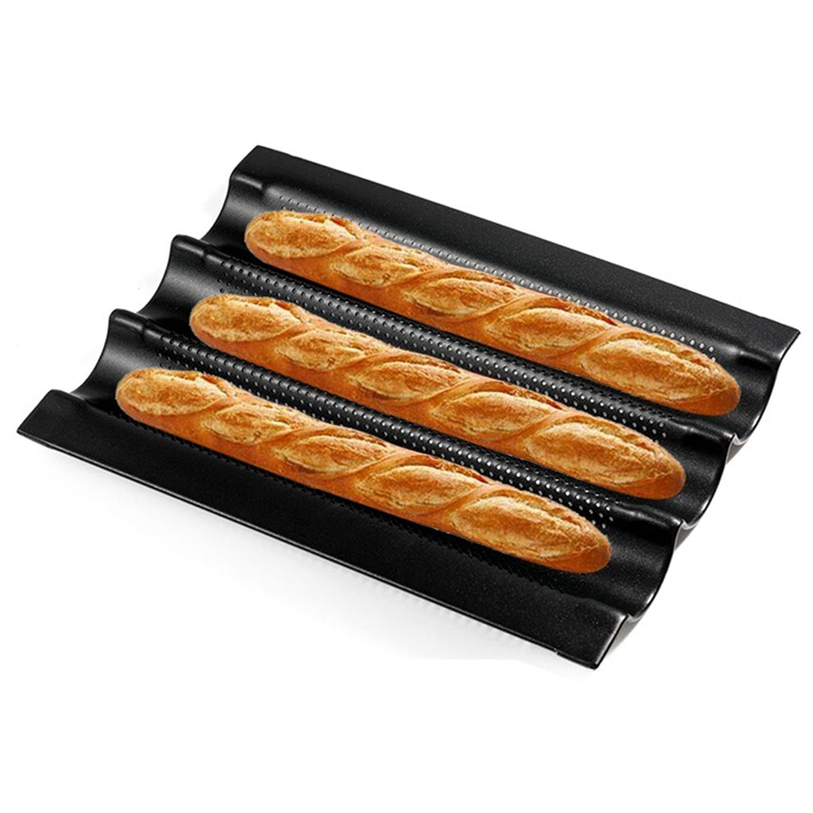 Naczynia kuchenne Francuski chleb Nieprzywierająca blacha do pieczenia Bagietka Tosty Pasek z trzema szczelinami Nieprzywierająca forma do pieczenia chleba, płyta falista, francuska forma do pieczen