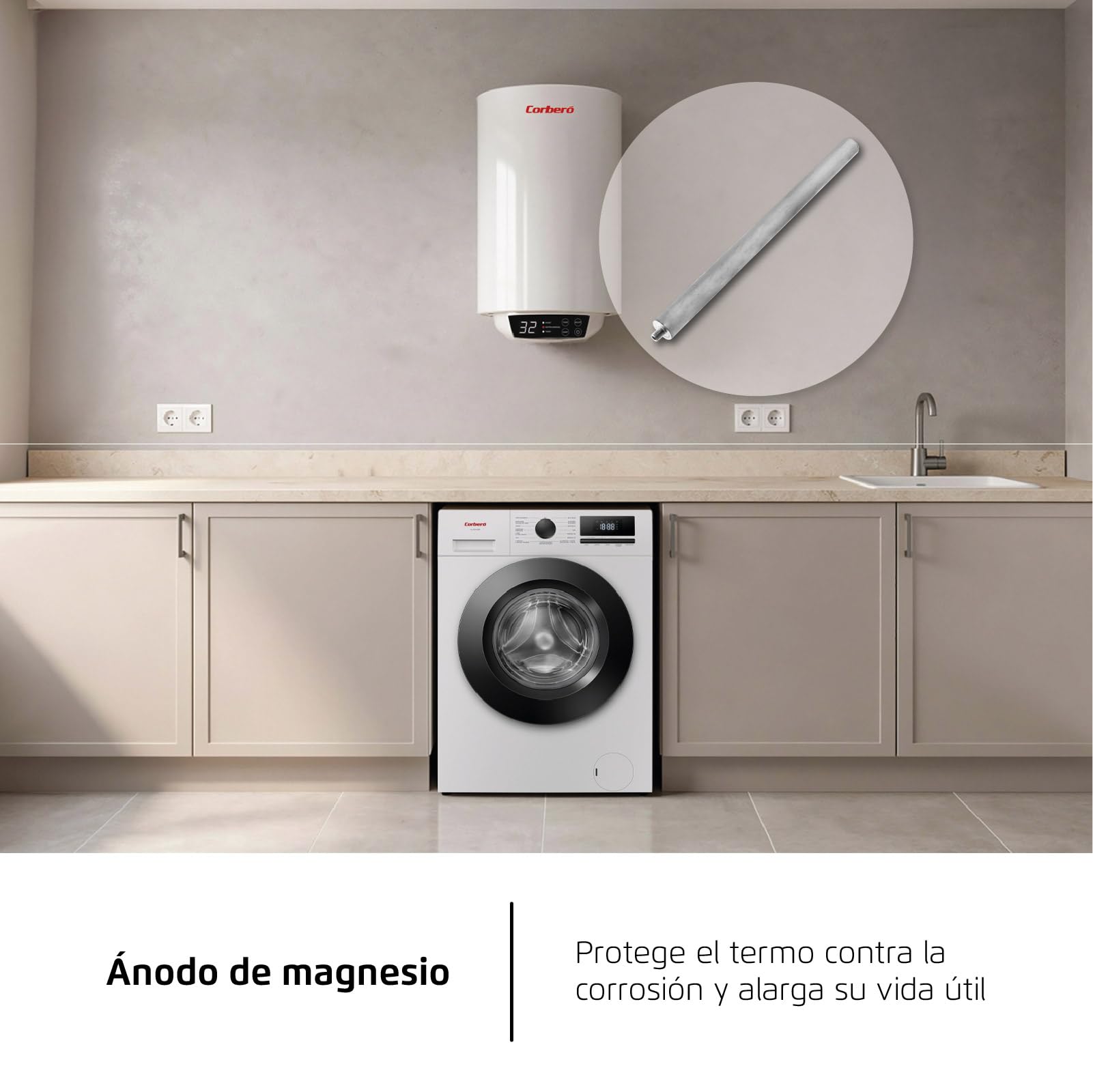 Corberó – Termo Eléctrico Digital | CTWBD80 | 72L | 30-75º | Función Smart | Termostato Exterior Regulable | Protección Anticorrosión | Resistencia de Acero | Termómetro exterior| Panel Digital