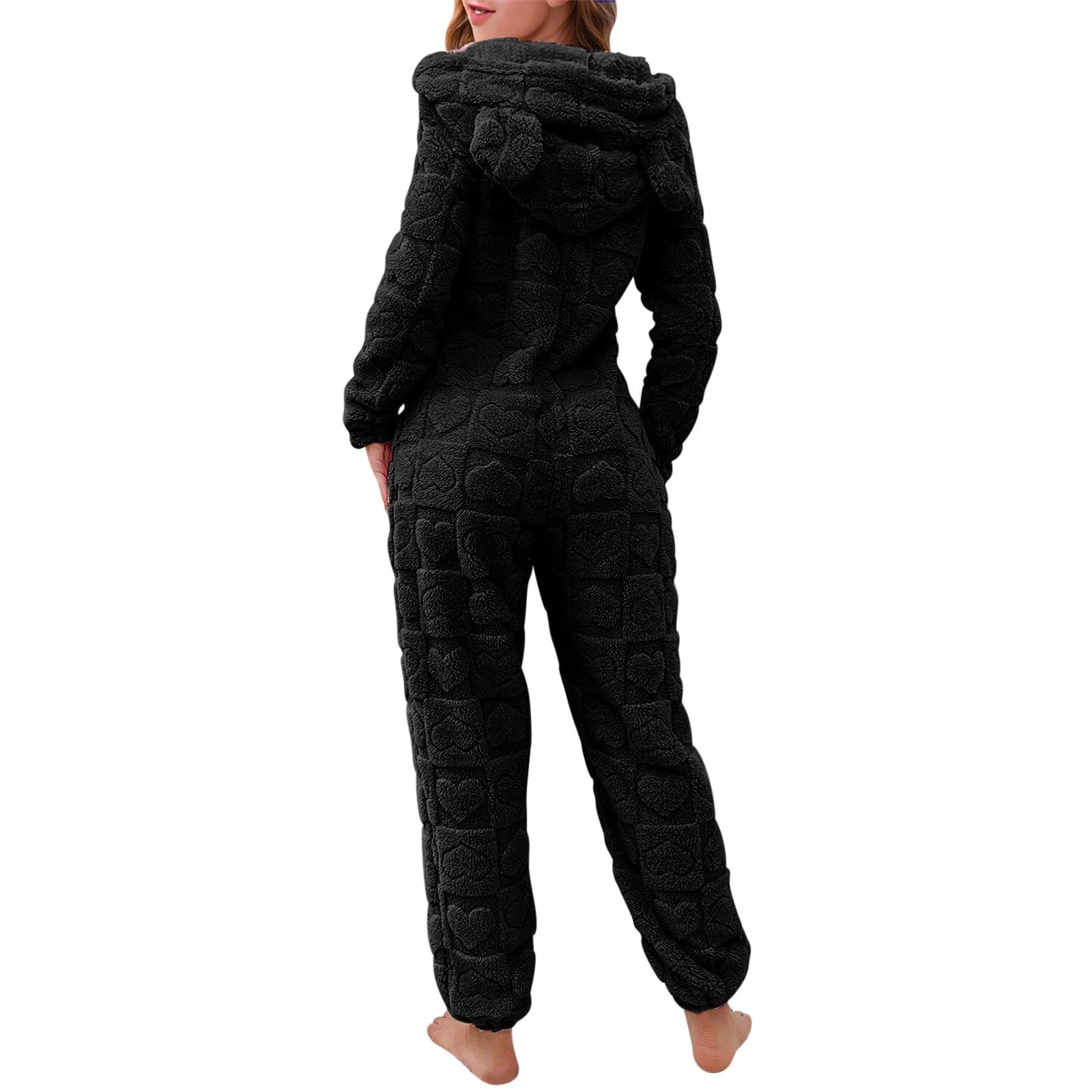 Pyjama Combinaison Femme Costume En Polaire ZippéE à Capuche Une PièCe