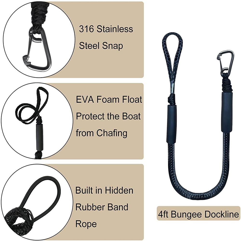 2 Teile/Beutel Boot Bungee Dock Linien mit Haken Festmacher Seil
