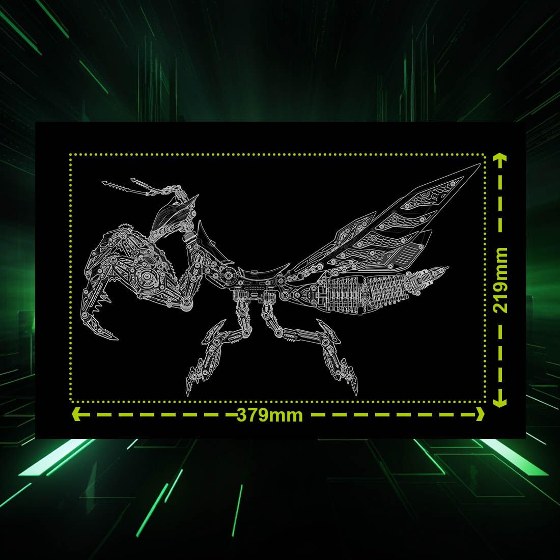 Mantis Zestaw metalowych puzzli 3D, 1000 szt., DIY, mechaniczny owad, stal nierdzewna i stop, model steampunkowy, z magnetycznymi światłami LED, dla dorosłych