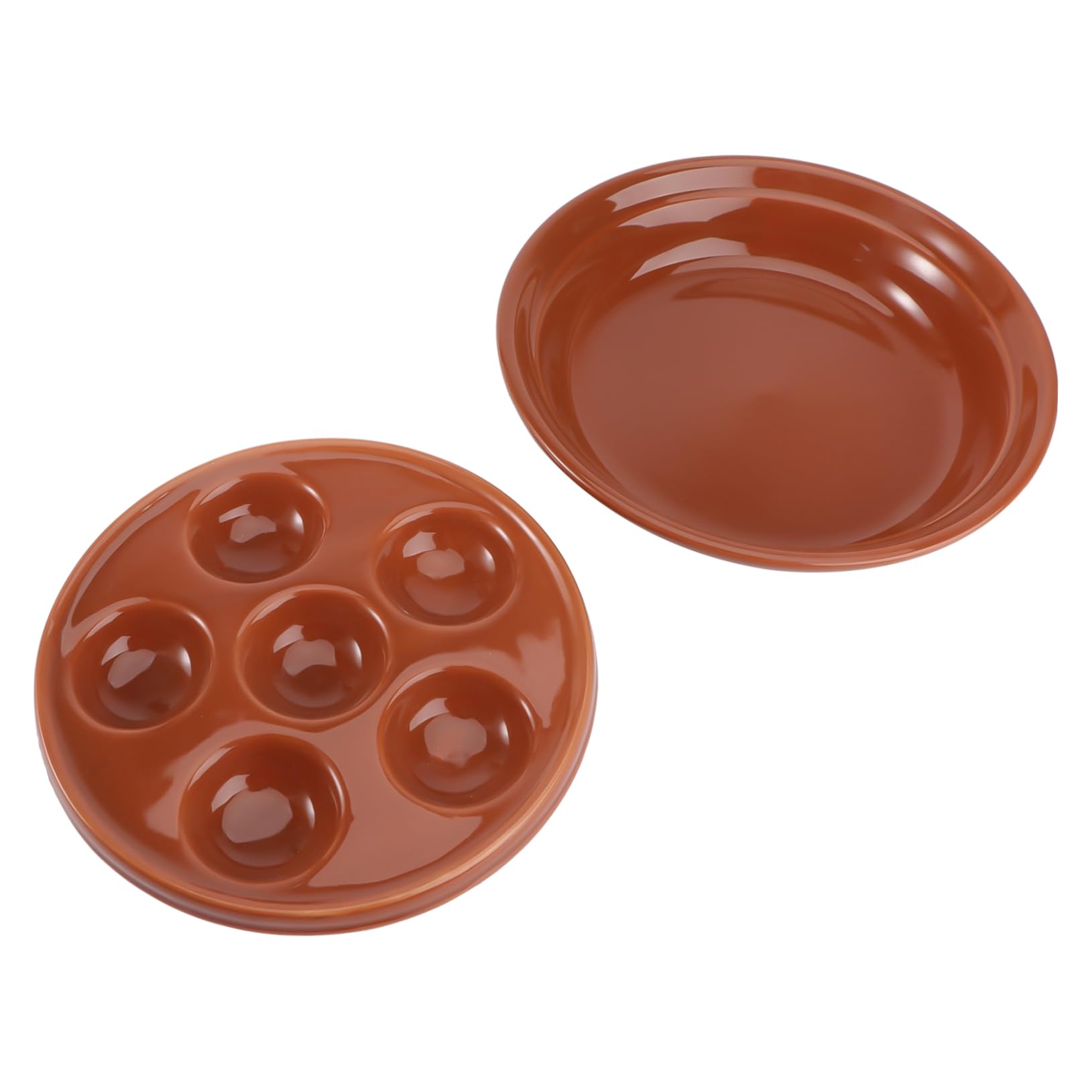 Cabilock 2pcs Baked Snails Food Serving Tray Escargot Plate Dishes Snail Dish Plate Escargot Plate 6 Holes Escargot Serving Dish Porcelain Escargot Dish Escargot Dining Dish Ceramics Red