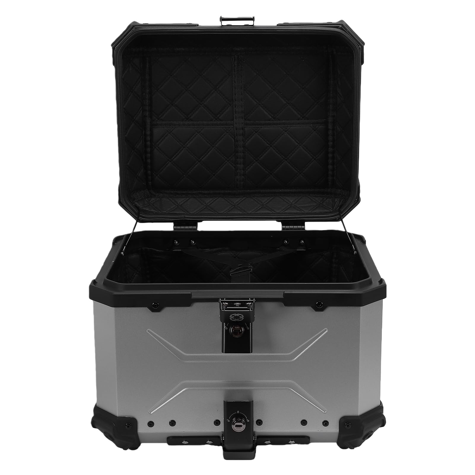 Cocoarm Baúl para Motocicleta, Caja Trasera de Plástico ABS de 45 L con Soporte de Montaje Universal, Cerradura Antirrobo con Forro de PU, Pegatinas Reflectantes, para Motocicletas con Portaequipajes