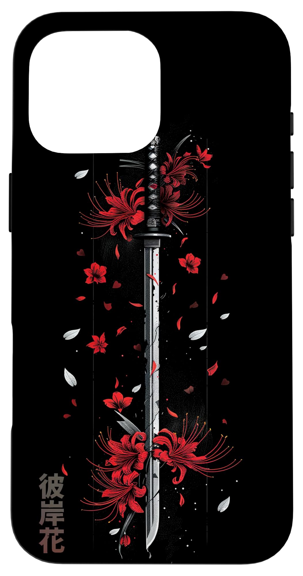 Spider Lily with Anime Samurai Sword Aesthetic Case for iPhone 16 Pro Max