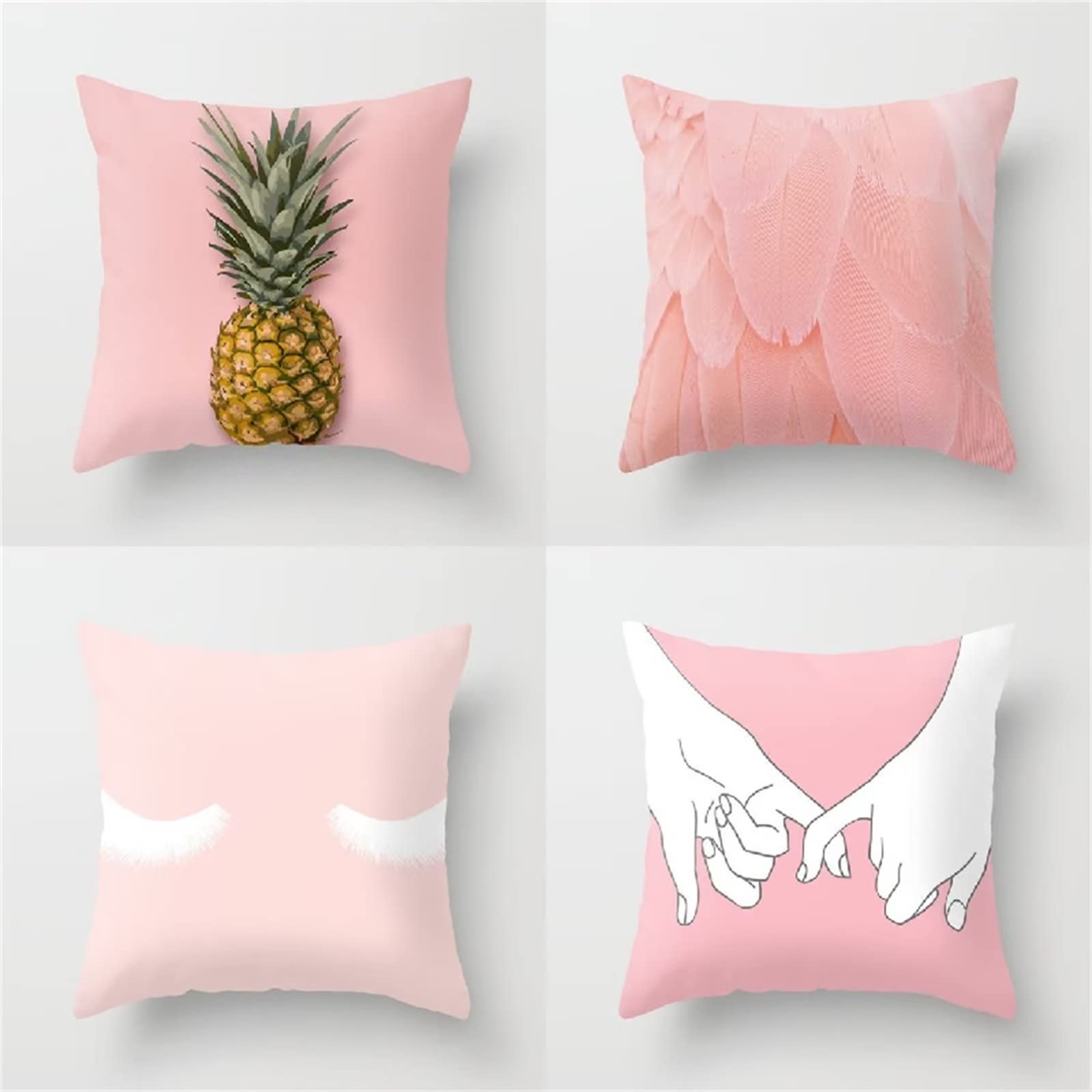 Cojines 50x50cm Rosa Simple Cojines Decorativos para Sofa Moderna Decorativa Cojín Juego de 4 para Decoración Hogar Soft Almohadas cuadradas Funda de Cojín D-3032