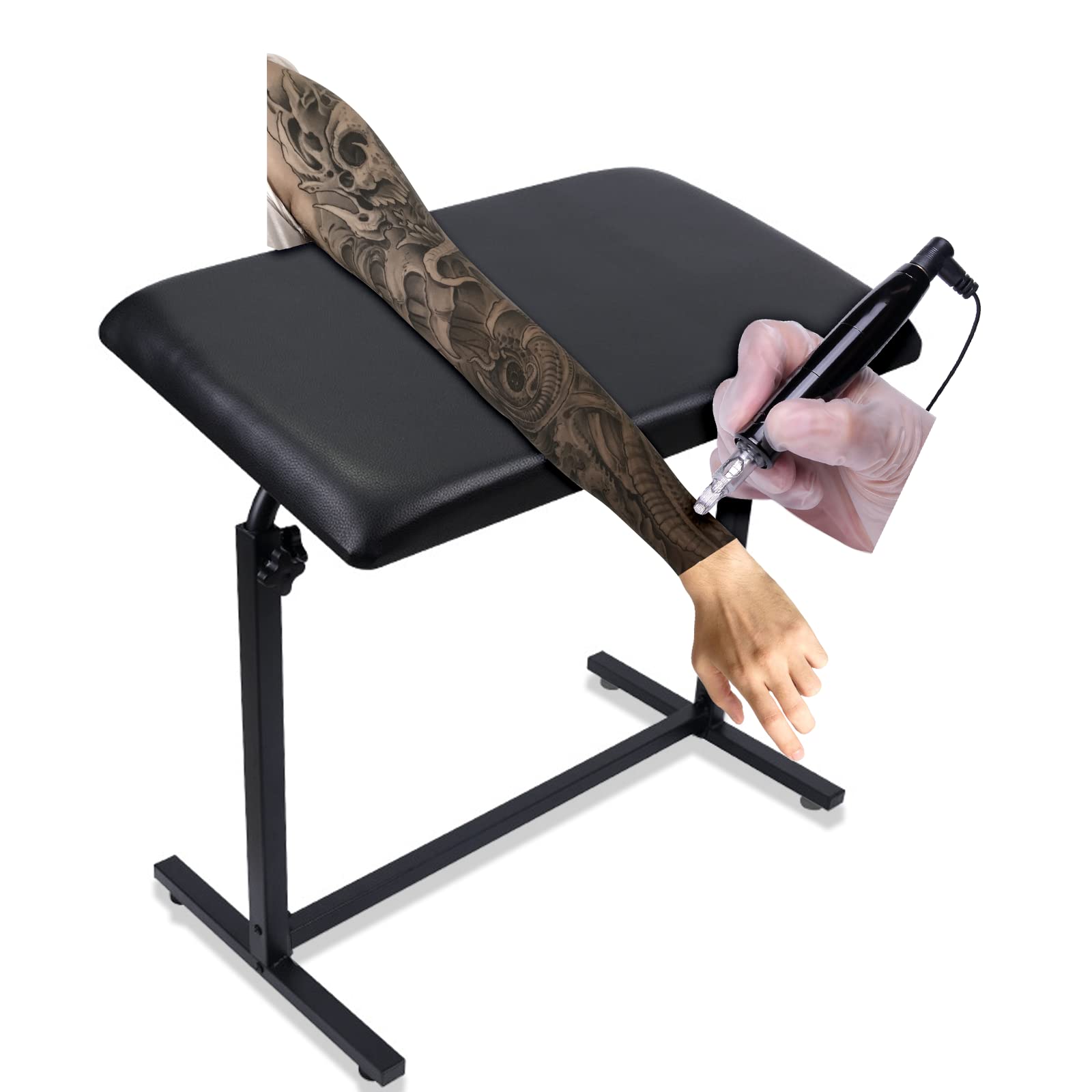 HOINCO Tattoo Arm Rest StandOversized Thickened Soft Pad,Adjustable Height Rotation 340° Table Beauty Stand Tattoo Equipment.（Black）