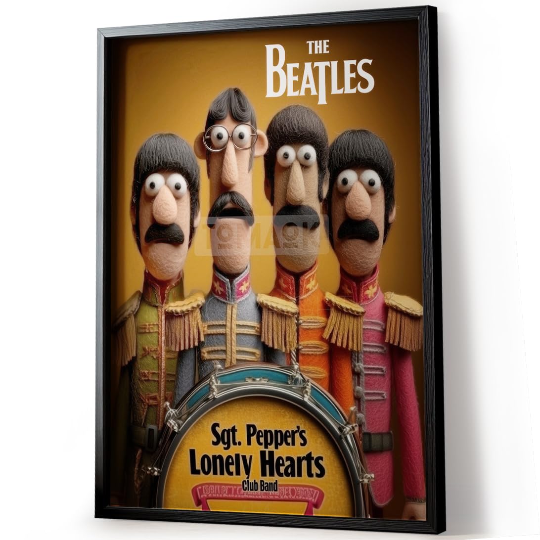 Tomaok Poster The Beatles (cornice non fornita), album sergente Pepper's Lonely Hearts Club Band, fumetto umorismo, fan rock pop, bambola, arte murale
