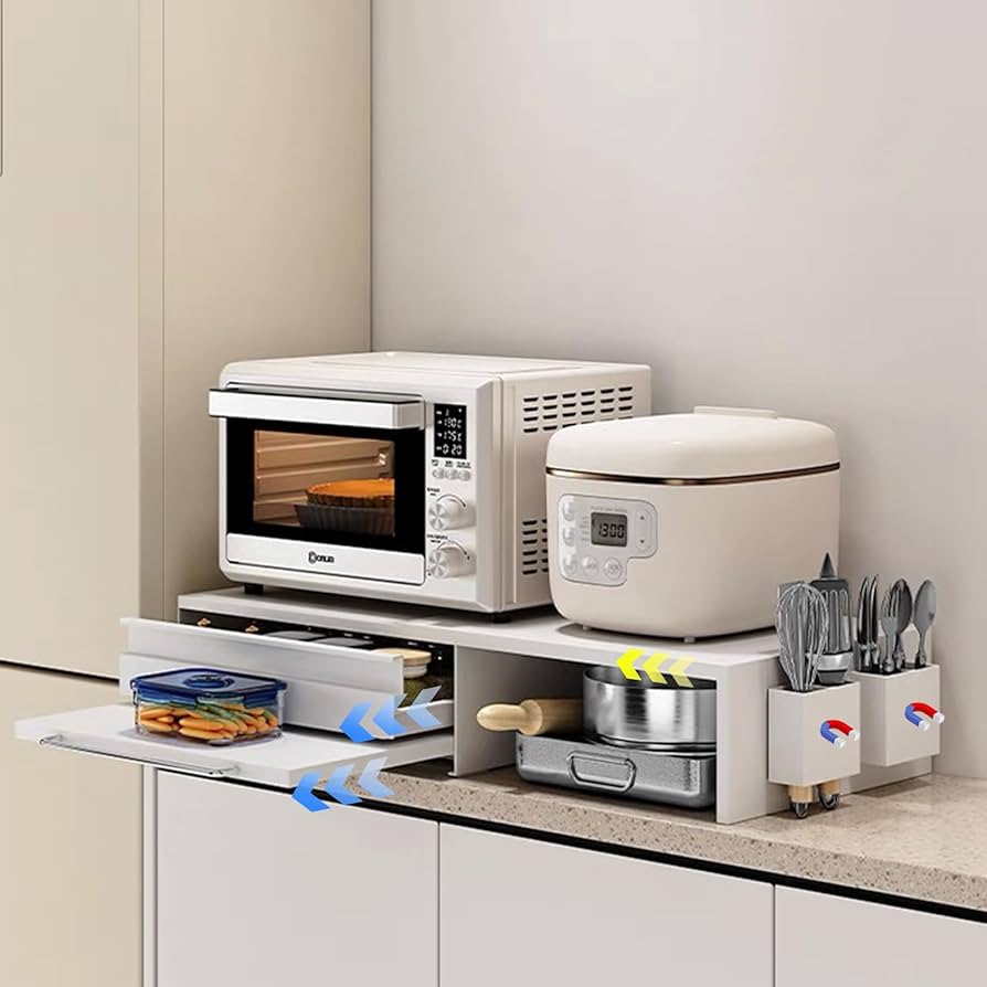 ママ倉 家電下収納延長されたデザイン レンジ下収納大容量レンジ下スライドテーブル Amazon.co.jp: ママ倉 家電下収納 延長されたデザイン レンジ下収納 大