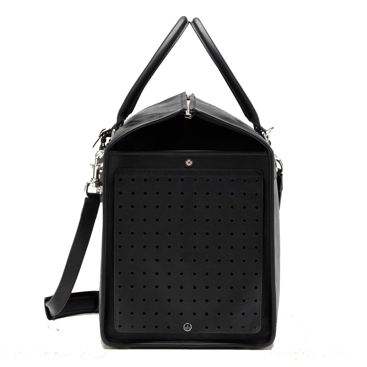 Gucci 500 Black Imprime Leather Web Travel Pet Carrier Bag 269493