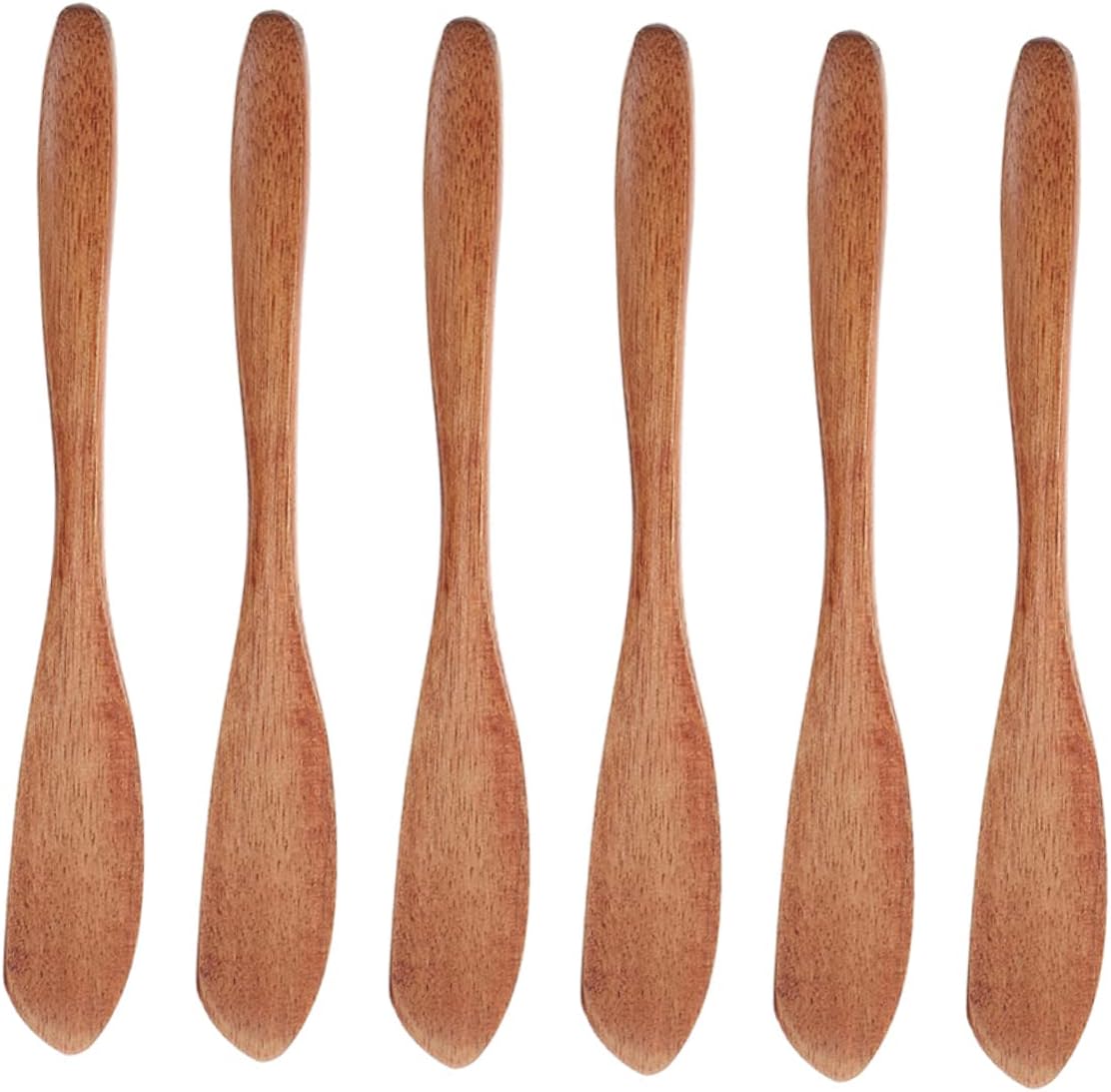 6 Piece Wooden Butter Spatula for Jam Cheese and Fruit Spreaders