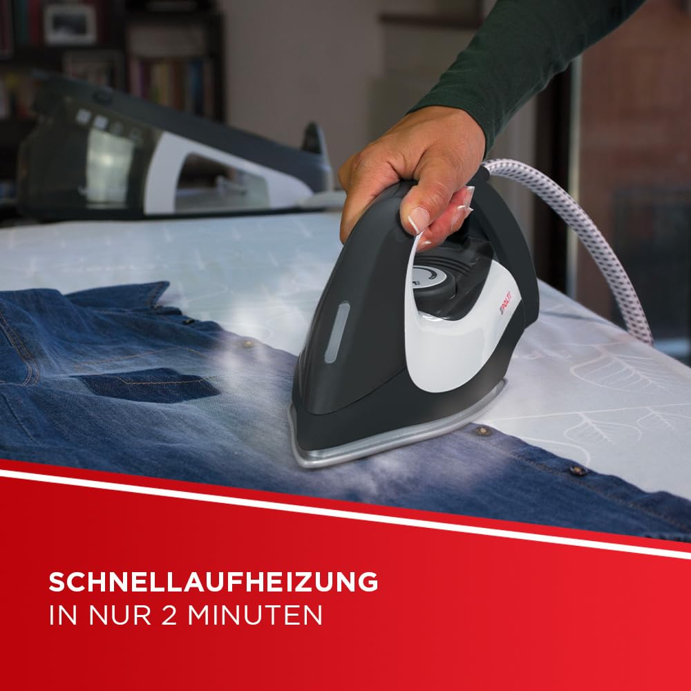 Polti Vaporella Simply VS10 12, Dampfbügeleisen mit herausnehmbarem 1,5-Liter-Wassertank, max. Pumpe 6,5 bar, Leistung 2200 W, ECO-Funktion, Grau und Weiß