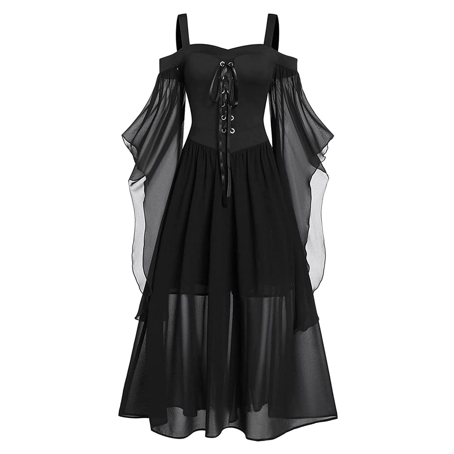 TMOYJPX Disfraz Mujer Medieval Renacentista Gracioso Vestido Medieval Mujer Gotico de Malla Punk, Disfraces Medievales Mujer Bruja Talla Grande