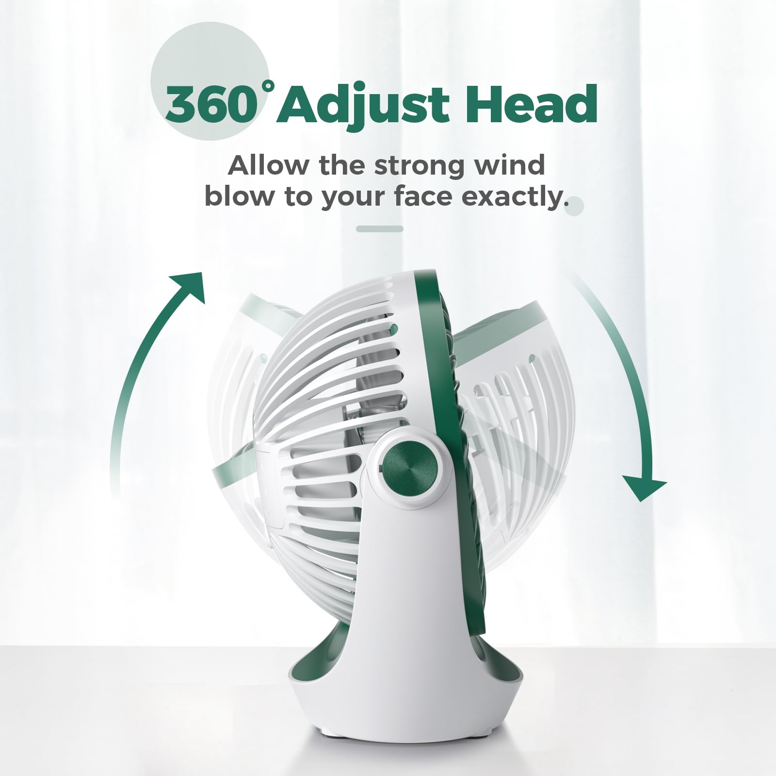 OCOOPA Ventilatore da Tavolo,Mini Ventilatore USB,con Forte Flusso d'aria e Funzionamento Silenzioso, Velocità Regolabile, Testa Girevole a 360 °, per Scrivania, Ufficio, Casa,Zaffiro