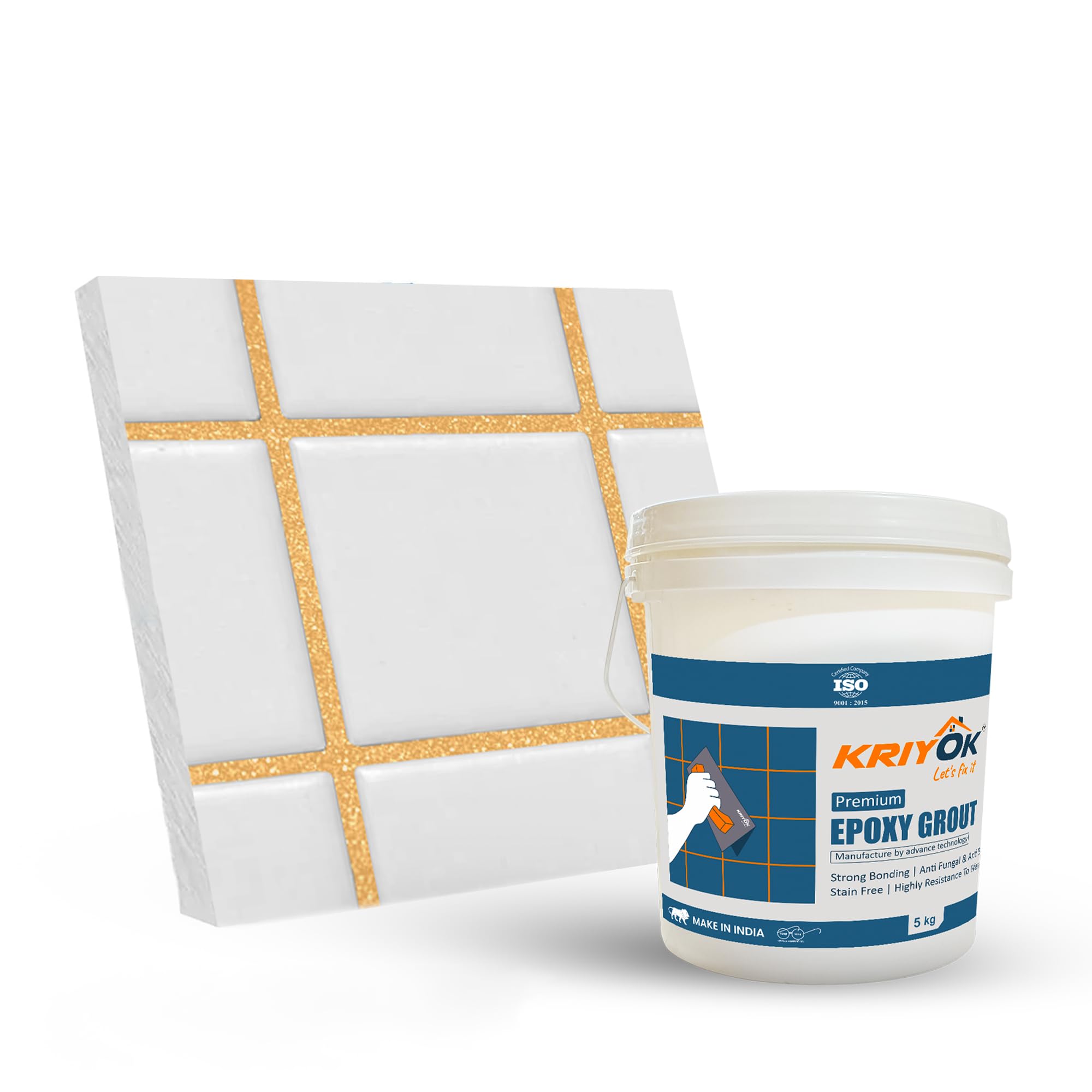 KRIOK Premium Epoxy Grout - Durable, Stain Free Tile Grout | Silver Glitter Tiles Epoxy Grout (Imca Gold - 5 Kg) (B0CLV4HRTV) Amazon Price History, Amazon Price Tracker